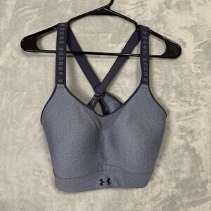 Under Armour Fitted Sports Bra Womens Size Large Blue Padded Adjustable Straps